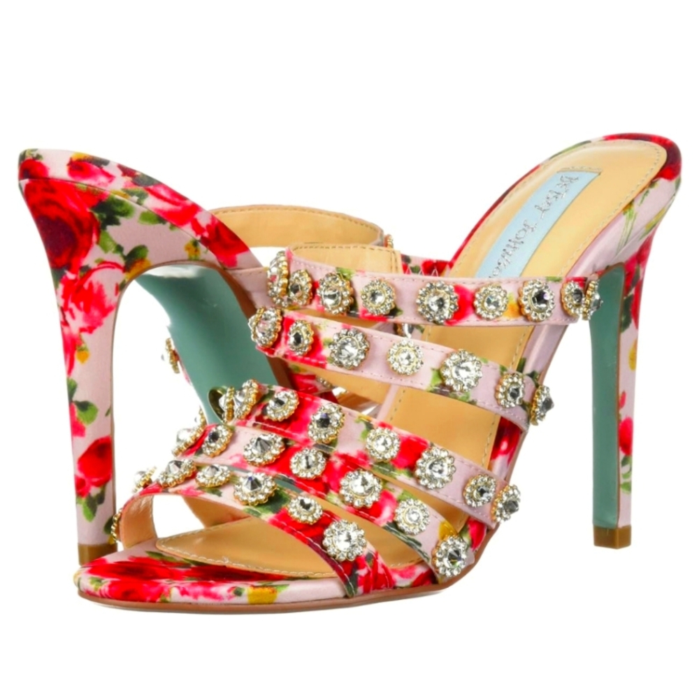 Betsey Johnson Floral Women's SB-Jovi high Heeled Sandal rhinestone crystal